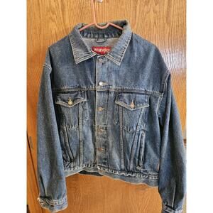 Vintage Wrangler Hero Denim Jacket Trucker Four Pocket Blue Mens L
